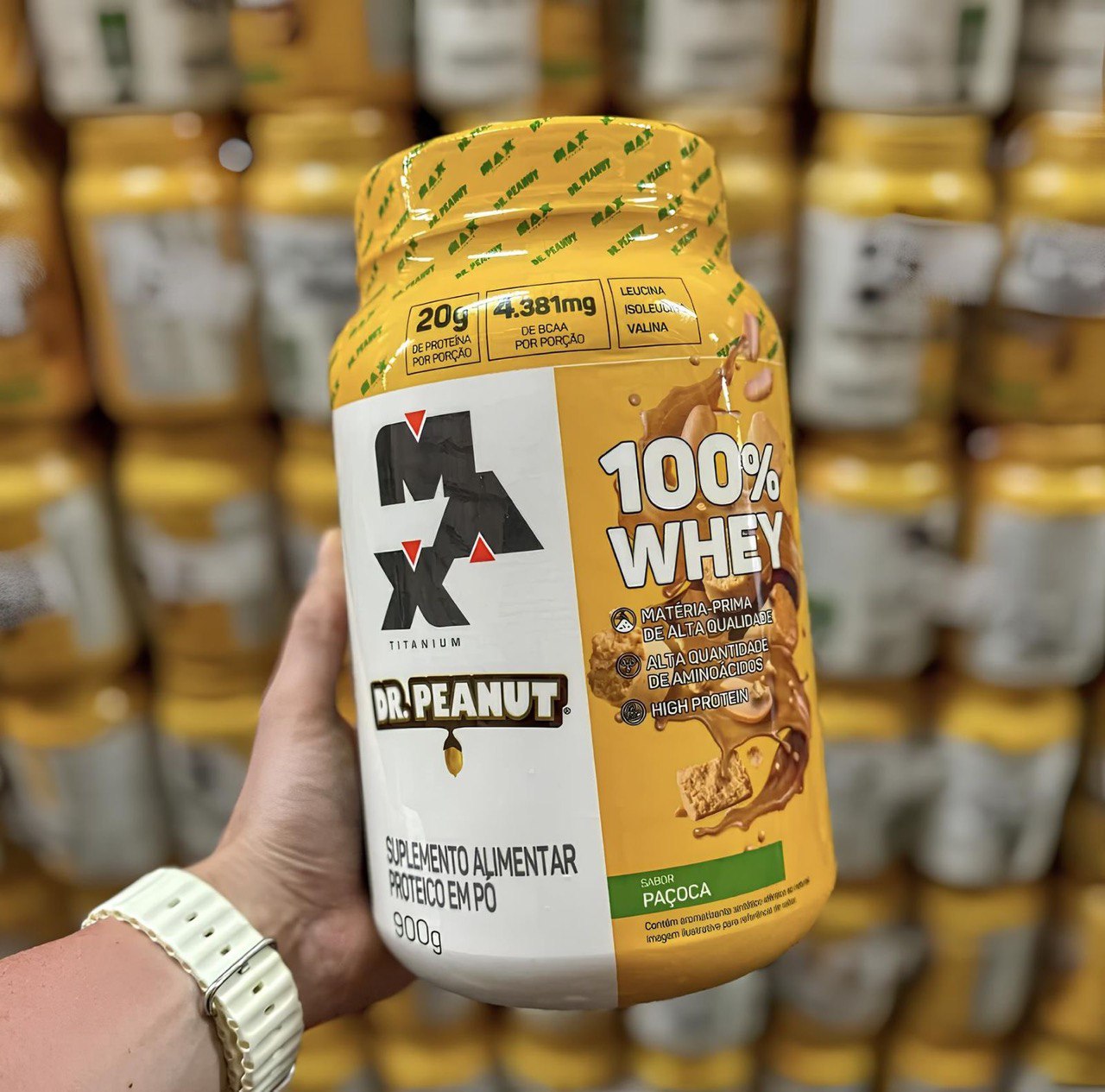 100% Whey Max Titanium X Dr. Peanut 900g Paçoca Max Titanium