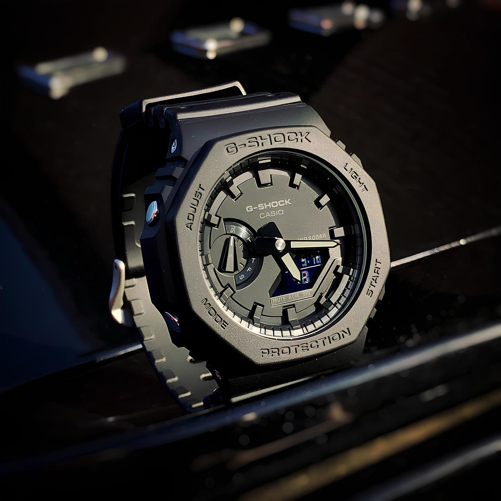 Relógio Casio G-shock Ga-2100-1adr Carbon Core Guard Cor Da Correia Preto Cor Do Bisel Preto/cinza Cor Do Fundo Preto