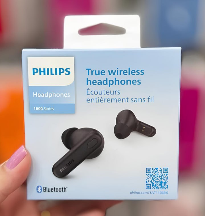 Fone de Ouvido Sem Fio TWS, PHILIPS, TAT1109BK/00, Bluetooth, Com Microfone, Até 24 horas de bateria, Preto