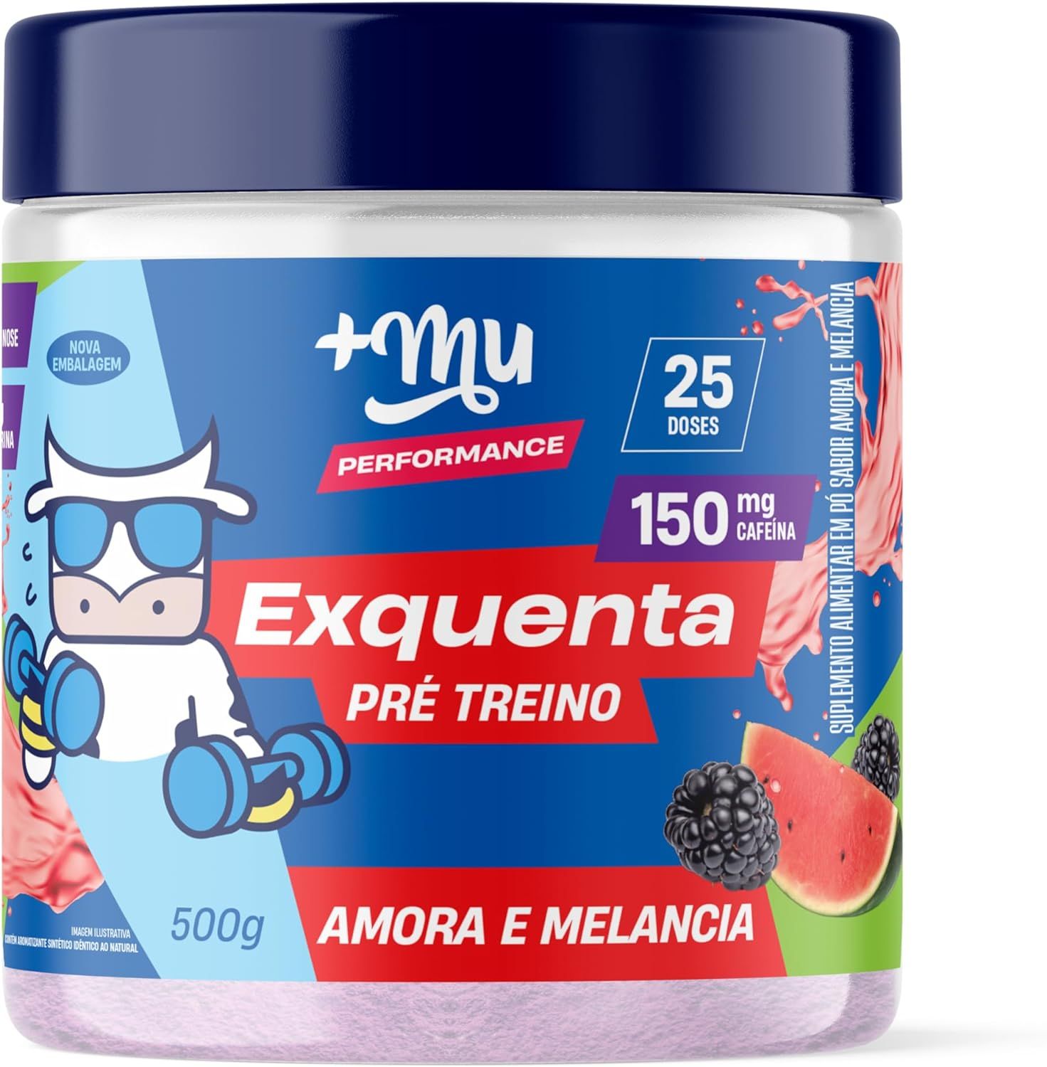 +Mu Pré Treino Exquenta Sabor Amora e Melancia - 500g